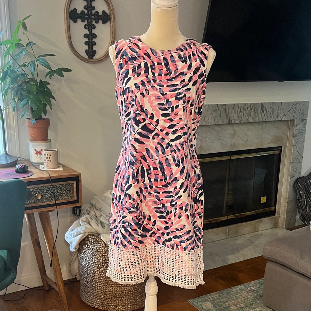 Taylor Pink and Blue Patterned Mini Dress